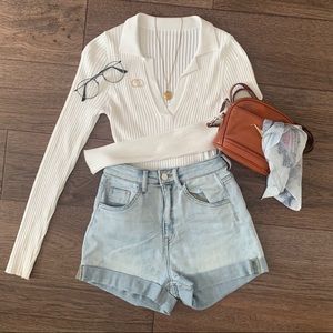 Light Wash High Waisted Denim Shorts